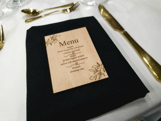Wooden engraved Menu