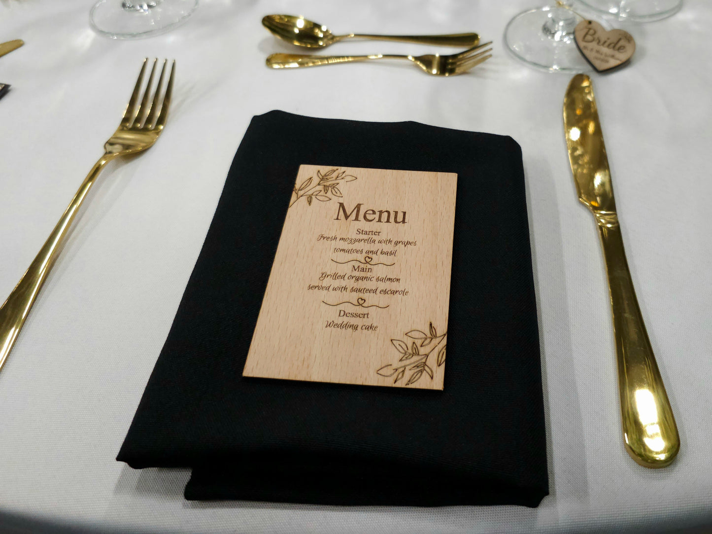Wooden engraved Menu