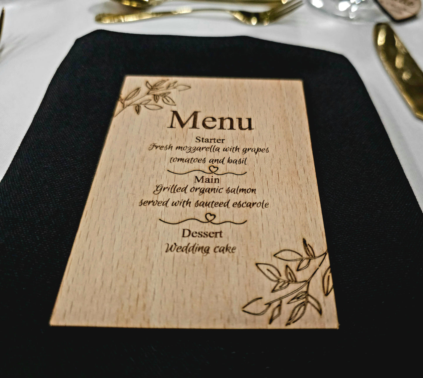 Wooden engraved Menu
