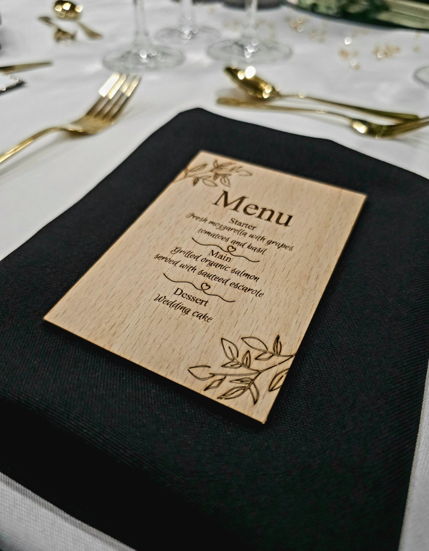 Wooden engraved Menu